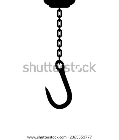 Butcher hook on chain for hanging meat, vector illustration