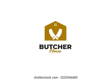 Butcher house logo design vector illustration idea