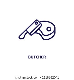 butcher icon from food collection. Thin linear butcher, food, meat outline icon isolated on white background. Line vector butcher sign, symbol for web and mobile