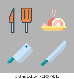 butcher icon set. vector set about knife, meat and cleaver icons set.