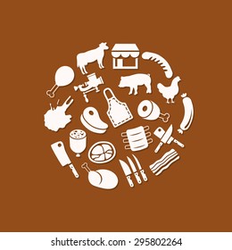 butcher icons in circle