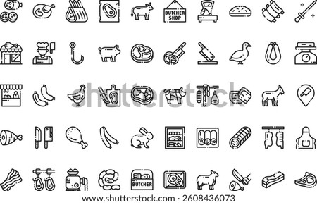 Butcher icons High-Quality Vector Icons Collection with Editable Stroke. Ideal for Professional and Creative Projects
