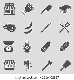 Butcher Icons. Sticker Design. Vector Illustration.