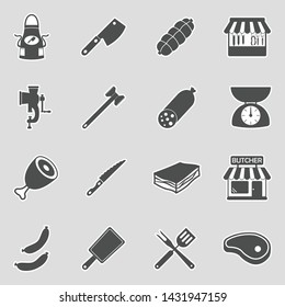 Butcher Icons. Sticker Design. Vector Illustration.