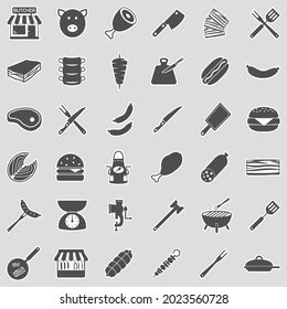 Butcher Icons. Sticker Design. Vector Illustration.