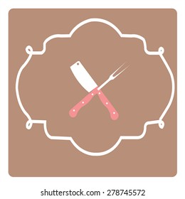 Butcher illustration over color background