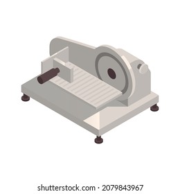 Composición isométrica del carnicero con imagen aislada del cortador de carne con cuchillas y mango ilustrativo vectorial