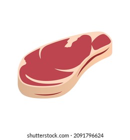 Butcher isometric composition with isolated image of ripe meat steak vector illustration