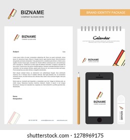Butcher knife Business Letterhead, Calendar 2019 and Mobile app design vector template