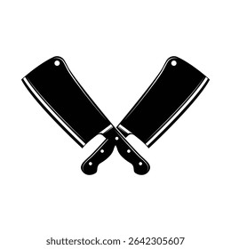 butcher knife crossed logo design vector template