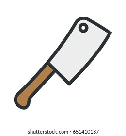 Butcher Knife Dagger Minimal Color Flat Line Outline Stroke Icon Pictogram Symbol