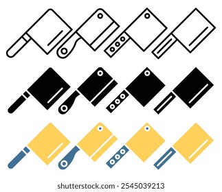 Butcher knife icon in black and colored versions.