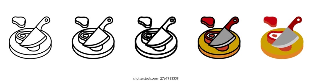 Butcher Knife Icon With Differences and Colors