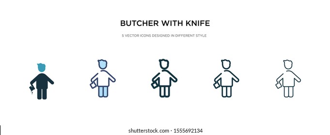 butcher with knife icon in different style vector illustration. two colored and black butcher with knife vector icons designed in filled, outline, line and stroke style can be used for web, mobile,