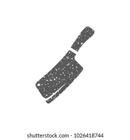 Butcher knife icon in grunge texture. Vintage style vector illustration.
