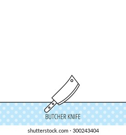 Butcher knife icon. Kitchen chef tool sign. Circles seamless pattern. Background with icon. Vector