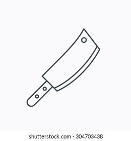 Butcher knife icon. Kitchen chef tool sign. Linear outline icon on white background. Vector