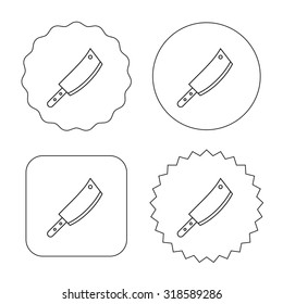 Butcher knife icon. Kitchen chef tool sign. Flat circle, star and emblem buttons. Labels design. Vector