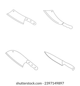 butcher knife icon vector illustration logo design