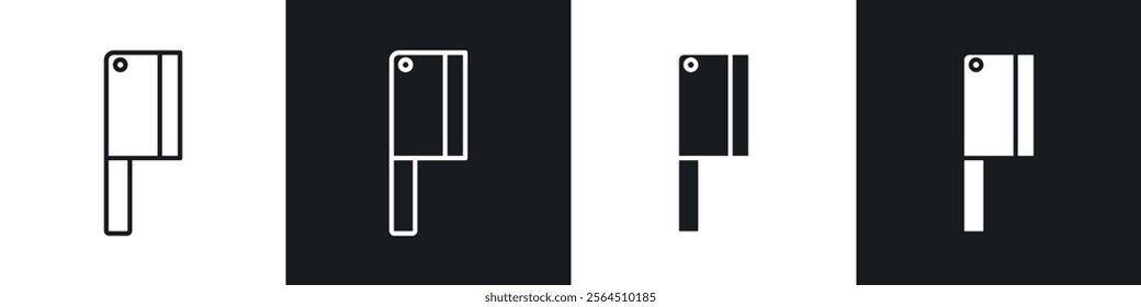 Butcher knife icons collection in black filled and line style.