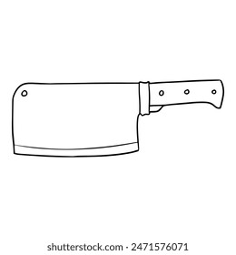 ilustración de cuchillo de carnicero dibujado a mano contorno aislado Vector