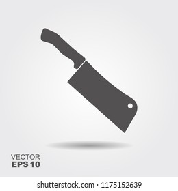 Butcher knife. Kitchen knife and meat knife vector illustration with shadow