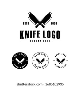butcher knife logo design emblem