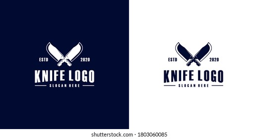 vector de diseño del logotipo del cuchillo carnicero