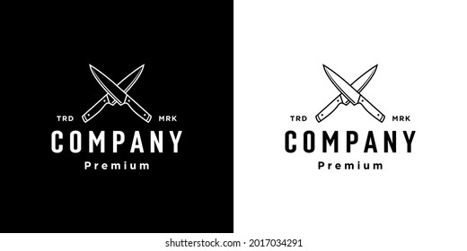 butcher knife logo design vector