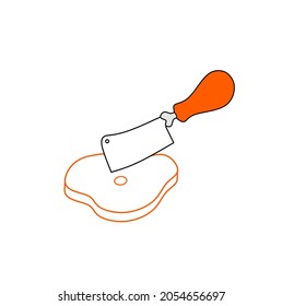 butcher knife logo outline vector