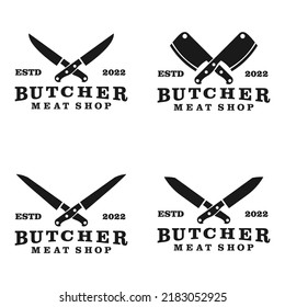 Butcher knife logo set in vintage style