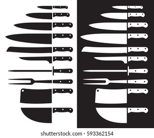 Butcher knife silhouette sharp. Vector illustrations.