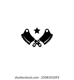 butcher knife silhouette vector logo design with star symbol