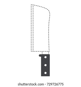butcher knife utensil black silhouette and dotted contour vector illustration