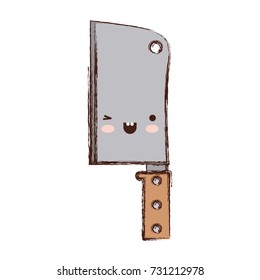 butcher knife utensil colorful kawaii blurred contour vector illustration