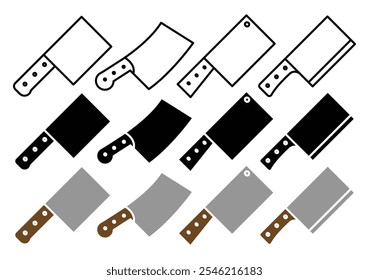 Coleção de ícones de vetor de facas de talho. conjunto de ilustrações de vetor.