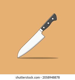 Ilustración del icono del vector del Cuchillo del Carnicero. Vector de Cuchillas de Cocina. Estilo de caricatura plano adecuado para la página de aterrizaje web, pancarta, volante, pegatina, fondo de escritorio