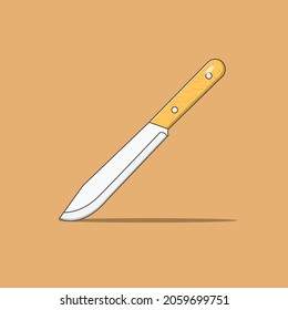 Butcher Knife Vector Icon Illustration. Kitchen Knife Vector. Flat Cartoon Style Suitable for Web Landing Page, Banner, Flyer, Sticker, Wallpaper, Background