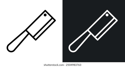 Butcher knife vector icon set black and white filled and outlined style.