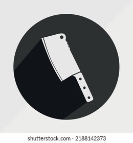 Butcher Knife vector, white icon in the black circle