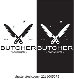 butcher knife vintage logo illustration,chef knife logo template,for business,badges,restaurants,abattoirs,butcher shops,cafes,brands,and knife shops.With modern simple minimalist vector concept.