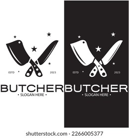 butcher knife vintage logo illustration,chef knife logo template,for business,badges,restaurants,abattoirs,butcher shops,cafes,brands,and knife shops.With modern simple minimalist vector concept.