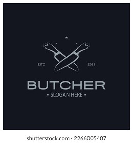 butcher knife vintage logo illustration,chef knife logo template,for business,badges,restaurants,abattoirs,butcher shops,cafes,brands,and knife shops.With modern simple minimalist vector concept.