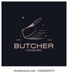 butcher knife vintage logo illustration,chef knife logo template,for business,badges,restaurants,abattoirs,butcher shops,cafes,brands,and knife shops.With modern simple minimalist vector concept.