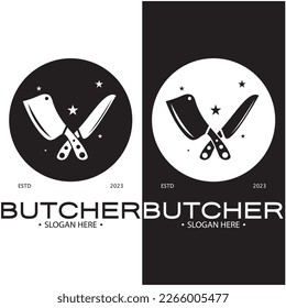 butcher knife vintage logo illustration,chef knife logo template,for business,badges,restaurants,abattoirs,butcher shops,cafes,brands,and knife shops.With modern simple minimalist vector concept.