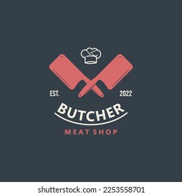 Butcher Knife Vintage Logo. Logo Template For Business Purposes, Knife Shop, Butcher Knife Shop, Label, Sticker, Banner, etc.