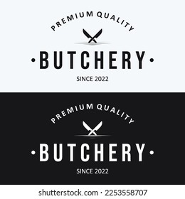Butcher Knife Vintage Logo. Logo Template For Business Purposes, Knife Shop, Butcher Knife Shop, Label, Sticker, Banner, etc.