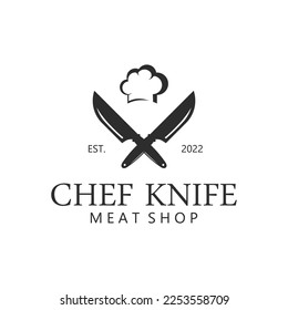 Butcher Knife Vintage Logo. Logo Template For Business Purposes, Knife Shop, Butcher Knife Shop, Label, Sticker, Banner, etc.