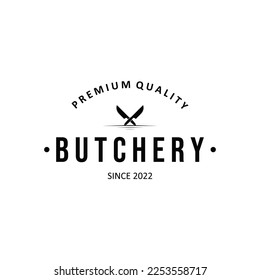 Butcher Knife Vintage Logo. Logo Template For Business Purposes, Knife Shop, Butcher Knife Shop, Label, Sticker, Banner, etc.