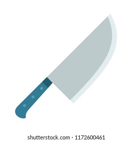 Butcher knife with a wide blade vector flat material design isolated on white